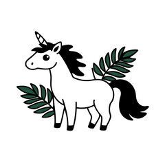  unicorn with tropical leaves