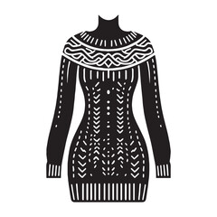 Cozy Knit Sweater silhouette, perfect blend of warmth and style &ndash; Knit Sweater illustration &ndash; Minimalist Knit Sweater vector &ndash; Ladies dress silhouette


