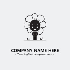 Flower illustration black and white for logo company vector image
