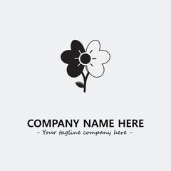 Flower illustration black and white for logo company vector image
