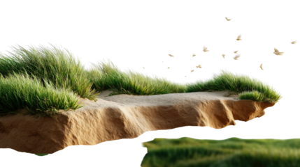 Coastal Cliff Landscape: An aerial perspective showcases the stunning natural beauty of a coastal cliff landscape, with windswept grass and sandy textures in a vibrant scene.