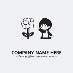 Flower illustration black and white for logo company vector image
