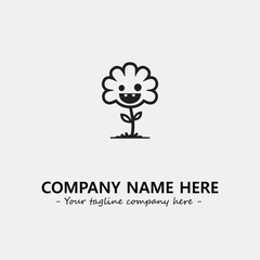 Flower illustration black and white for logo company vector image
