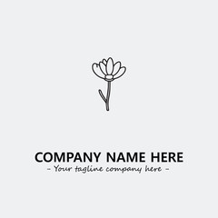 Flower illustration black and white for logo company vector image
