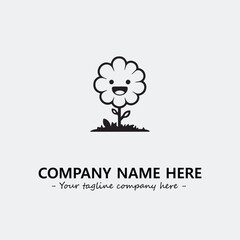 Flower illustration black and white for logo company vector image
