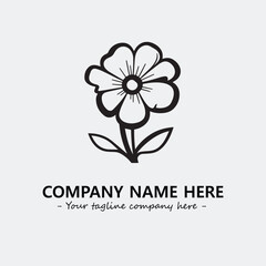 Flower illustration black and white for logo company vector image
