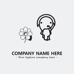 Flower illustration black and white for logo company vector image
