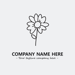Flower illustration black and white for logo company vector image
