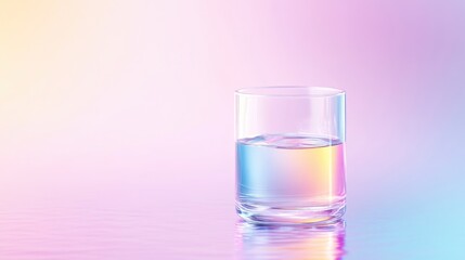Empty Glass of Water Against Vibrant Background