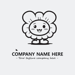 Flower illustration black and white for logo company vector image
