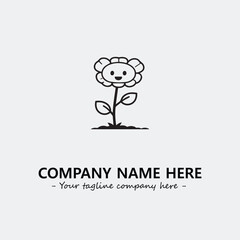 Flower illustration black and white for logo company vector image
