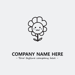 Flower illustration black and white for logo company vector image
