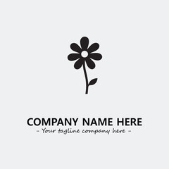 Flower illustration black and white for logo company vector image
