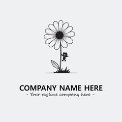 Flower illustration black and white for logo company vector image
