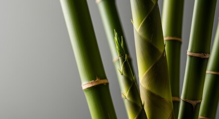 Obraz premium Serene bamboo forest of stalks and shoots against a neutral backdrop