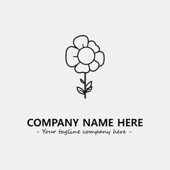 Flower illustration black and white for logo company vector image
