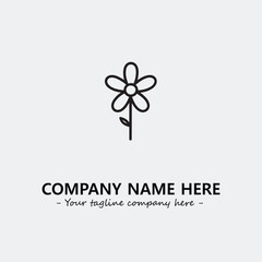 Flower illustration black and white for logo company vector image
