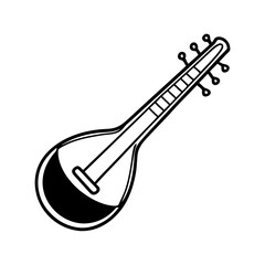 Sarod line art illustration.