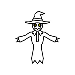 Scarecrow with glowing eyes vector illustration