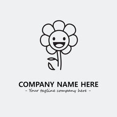 Flower illustration black and white for logo company vector image

