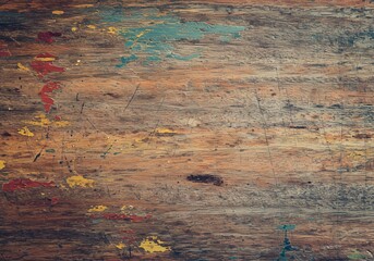 Weathered Wood Texture with Paint Splashes Grunge Background, Rustic, Wooden Surface, Abstract Art