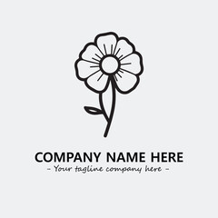 Flower illustration black and white for logo company vector image
