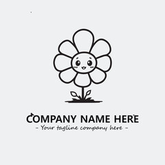 Flower illustration black and white for logo company vector image
