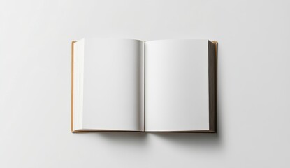 Open Blank Book on White Background Minimalist Design