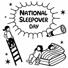 NATIONAL SLEEPOVER DAY vector illustration