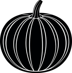 Pumpkin Silhouette in Black | Fall Harvest Vegetable Vector for Halloween, Autumn & Craft