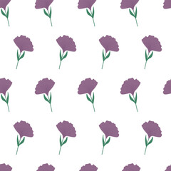 Seamless Floral Pattern with Violet Petals