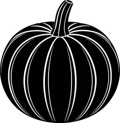 Pumpkin Silhouette in Black | Fall Harvest Vegetable Vector for Halloween, Autumn & Craft
