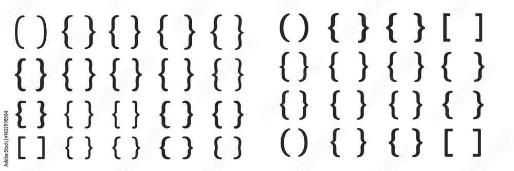Poster pattern of brackets and braces arranged in a grid format creating an abstract design