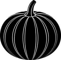 Pumpkin Silhouette in Black | Fall Harvest Vegetable Vector for Halloween, Autumn & Craft