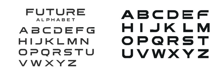 Unique alphabet design featuring a modern typeface on contrasting backgrounds