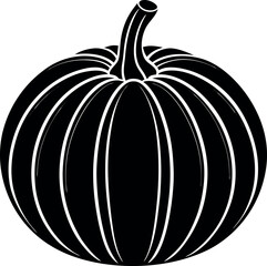 Pumpkin Silhouette in Black | Fall Harvest Vegetable Vector for Halloween, Autumn & Craft