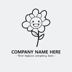 Flower illustration black and white for logo company vector image
