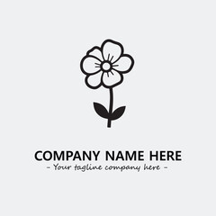 Flower illustration black and white for logo company vector image
