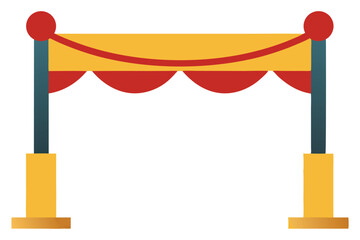 Obraz premium Entrance barrier with pillars and horizontal decoration in gold and red colors