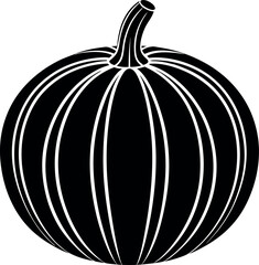 Pumpkin Silhouette in Black | Fall Harvest Vegetable Vector for Halloween, Autumn & Craft