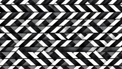 A monochrome pattern of interlocked diagonal stripes creating a geometric abstract background art piece
