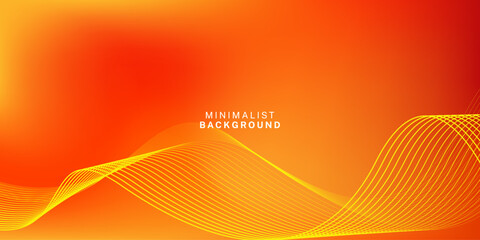 Abstract orange gradient background with shining lines waves. Minimalist background for banner, poster, cover, brochure, flyer, website