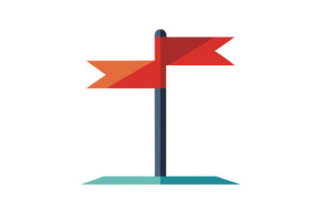 Simple illustration of a destination flag marking a location with red and orange