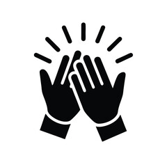 Minimalist Clapping Hands Icon in Monochrome Style