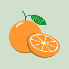orange fruit half slice flat design vector illustration