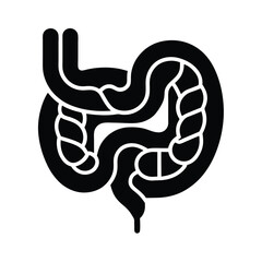Simple Linear Icon of Human Intestines