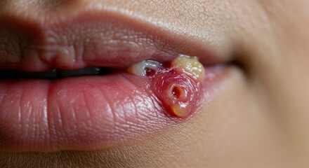 Obraz premium Sore mouth, close-up