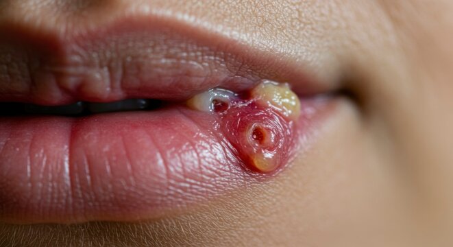 Sore mouth, close-up