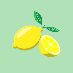 whole and half lemon fruit  illustration