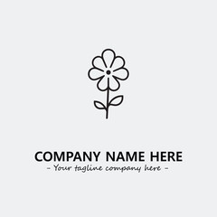 Flower illustration black and white for logo company vector image
